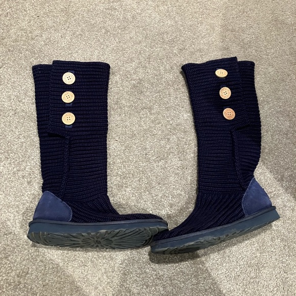 UGG - Navy Blue knit high/low boots-size 9 - Picture 3 of 4
